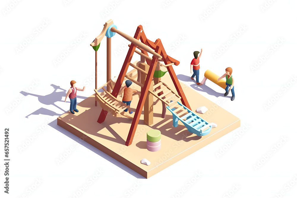 children's playground 3d rendering isometric style children's playground 3d rendering isometric style