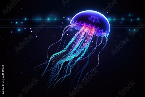 Futuristic glowing jellyfish in neon colors