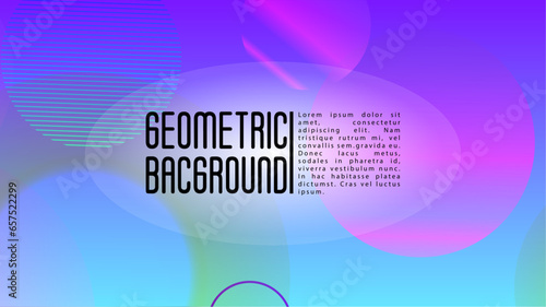 Vector Futuristic Background with Gradient Mesh Holographic Circles. Hipster Graphic Template Design with Lines, Dots, Round Shapes. Dynamic Style for your Business Brochure.