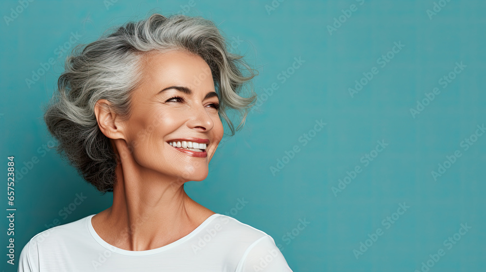 portrait of a mature happy woman with grey hair portrait of a mature happy woman with grey hair