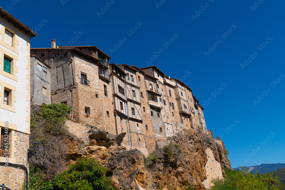 Frias Spain hanging houses in historic medieval town on a hill Burgos province Castile and León