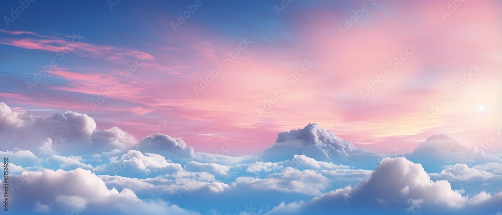 Dreamy Sky: Beautiful Blue with Soft Pink Clouds