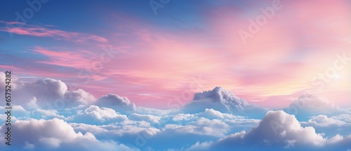 Dreamy Sky: Beautiful Blue with Soft Pink Clouds