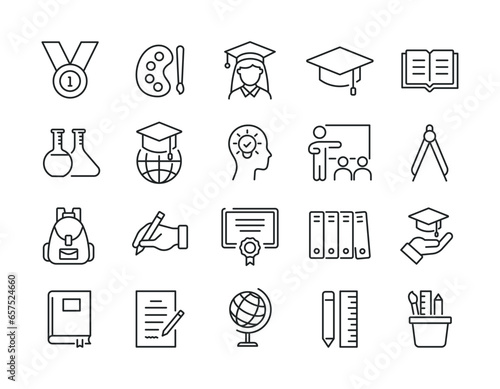 Education thin line icons. Editable stroke. For website marketing design, logo, app, template, ui, etc. Vector illustration.