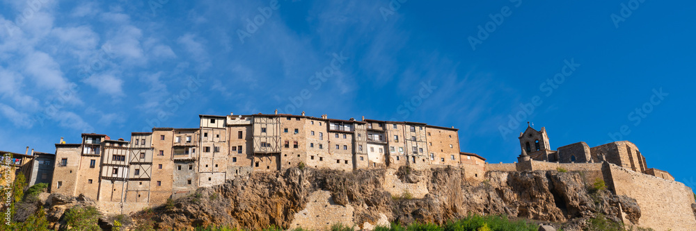 Frias Spain panoramic view beautiful architecture in historic medieval town on a hill Burgos province Castile and León