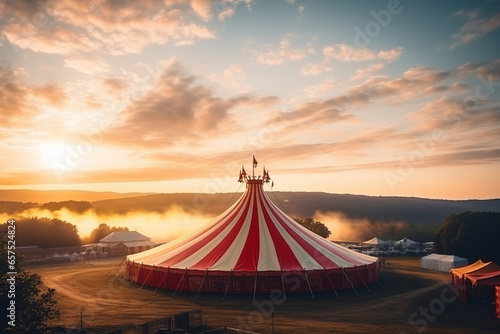 Circus big top and country landscape