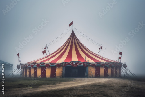 Circus big top and country landscape