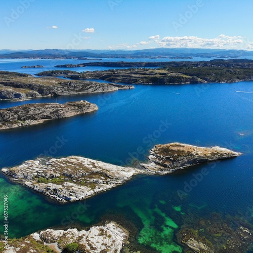 Norway landscape. Norway islands drone view near Oygarden photo