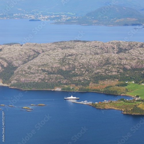 Norway landscape. Huglo island ferry in Norway photo