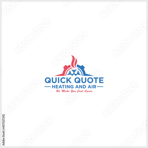 Heating and Air Conditioning House Logo Template Design. Heating, ventilation, and air conditioning, hvac systems. Construction, repair and installation 