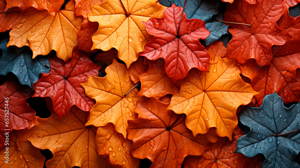 Fallen leaves in autumn with different shapes and colors Fallen leaves in autumn with different shapes and colors