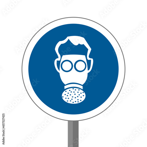 Masque respiratoire EPI Panneau équipements sécurité au travail rond bleu
