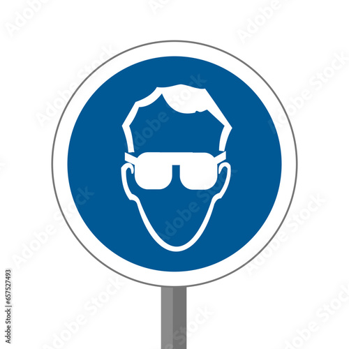 Lunette protection des yeux EPI Panneau équipements sécurité au travail rond bleu