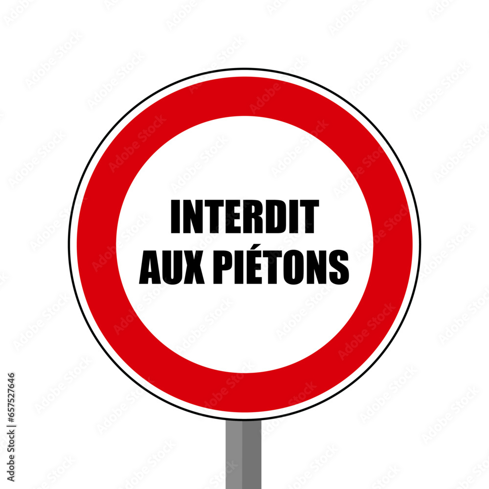 Interdit aux piétons Panneau rond rouge Interdit aux piétons Panneau rond rouge