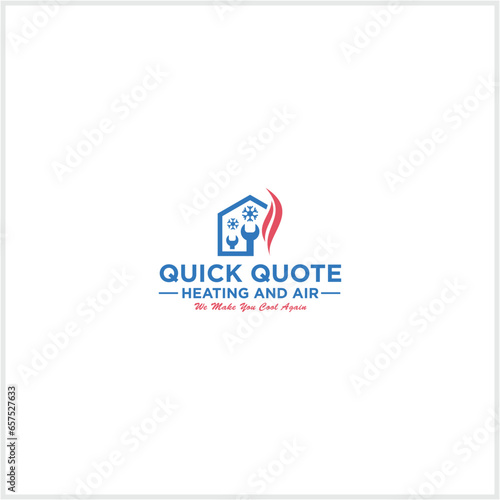 Heating and Air Conditioning House Logo Template Design. Heating, ventilation, and air conditioning, hvac systems. Construction, repair and installation of air conditioners 