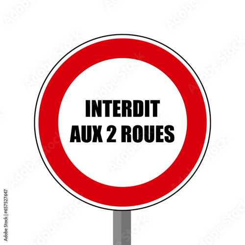 Interdit aux 2 roues Panneau rond rouge 
