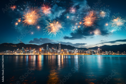 New Year with a Sky Full of Fireworks ai generated art