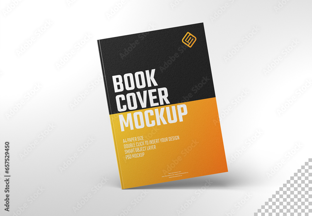 Textured Book Cover Mockup Isolated On White Stock Template 