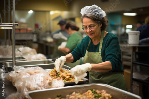 Seniors volunteering in community center