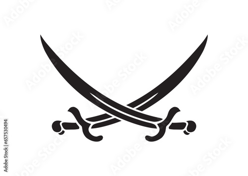 crossed twin pirate cutlass swords