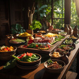 Thai food on the table. Generative AI
