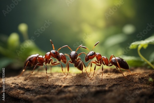 Group of little ants working together, Teamwork Concept © Viewvie