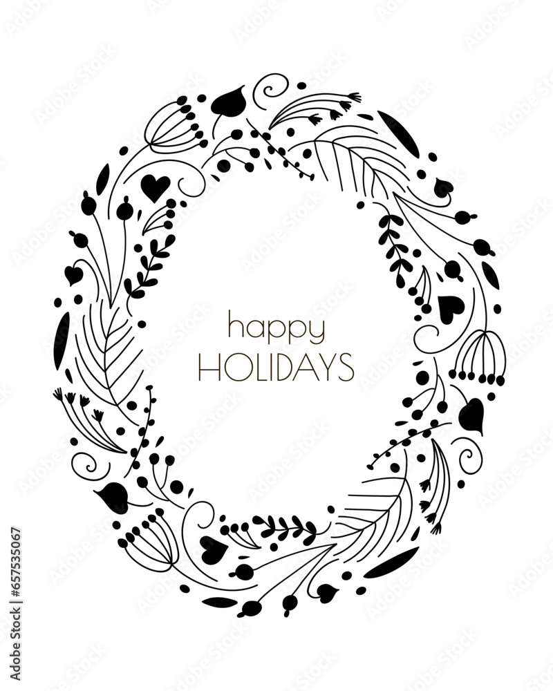 Vector handdrawn floral doodle wreaths Vector handdrawn floral doodle wreaths