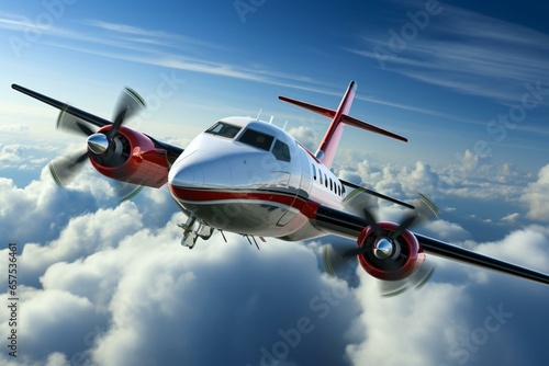 Turboprop plane made by company. Generative AI photo