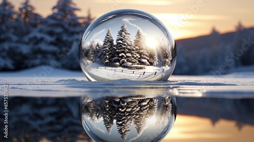Dreamlike Christmas Ball Background  Surrealist Snowscapes