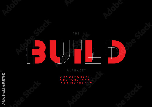 Vector of stylized modern font and alphabet