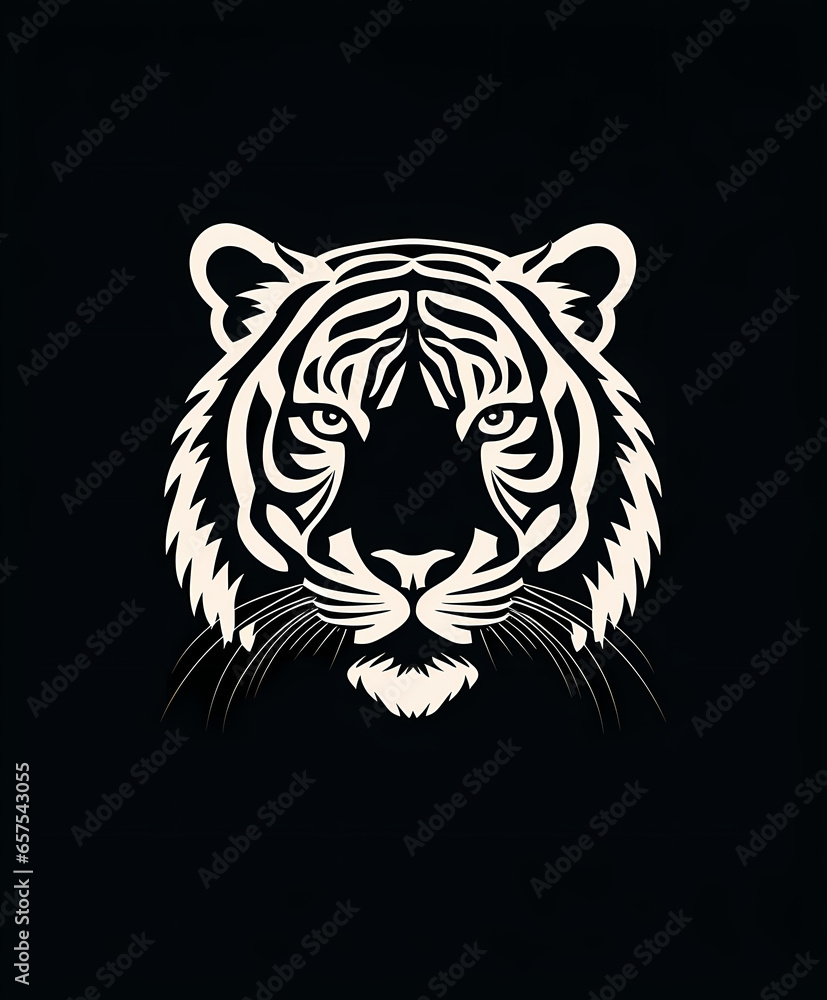 White tiger illustration, tiger logo on a black background White tiger illustration, tiger logo on a black background