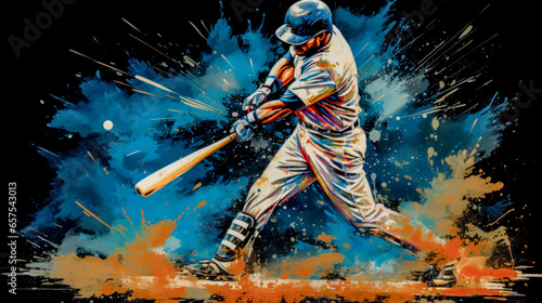 Abstract Acryl Oil Surreal Baseball Softball The Batter Tries to Hit the Ball Digital Art Wallpaper Background Cover Brainstorming