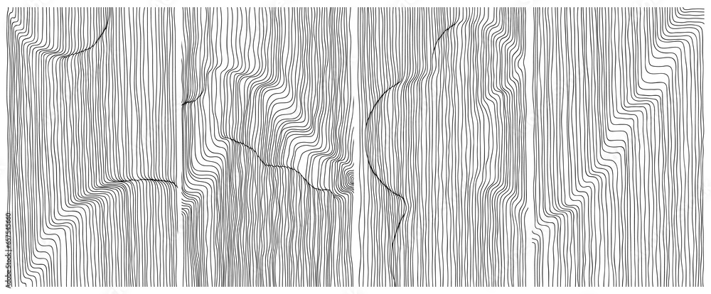 Topographic abstract illustration wallpaper hand drawn collection. Background concept poster isolated on white set. Lines and contours concept relief landscape. - obrazy, fototapety, plakaty 