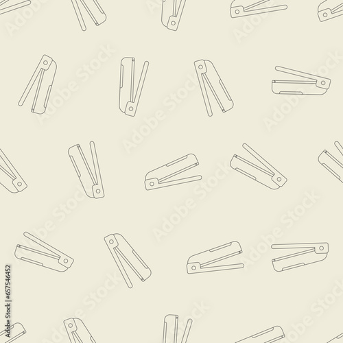 Stapler line art seamless pattern. Suitable for backgrounds, wallpapers, fabrics, textiles, wrapping papers, printed materials, and many more.