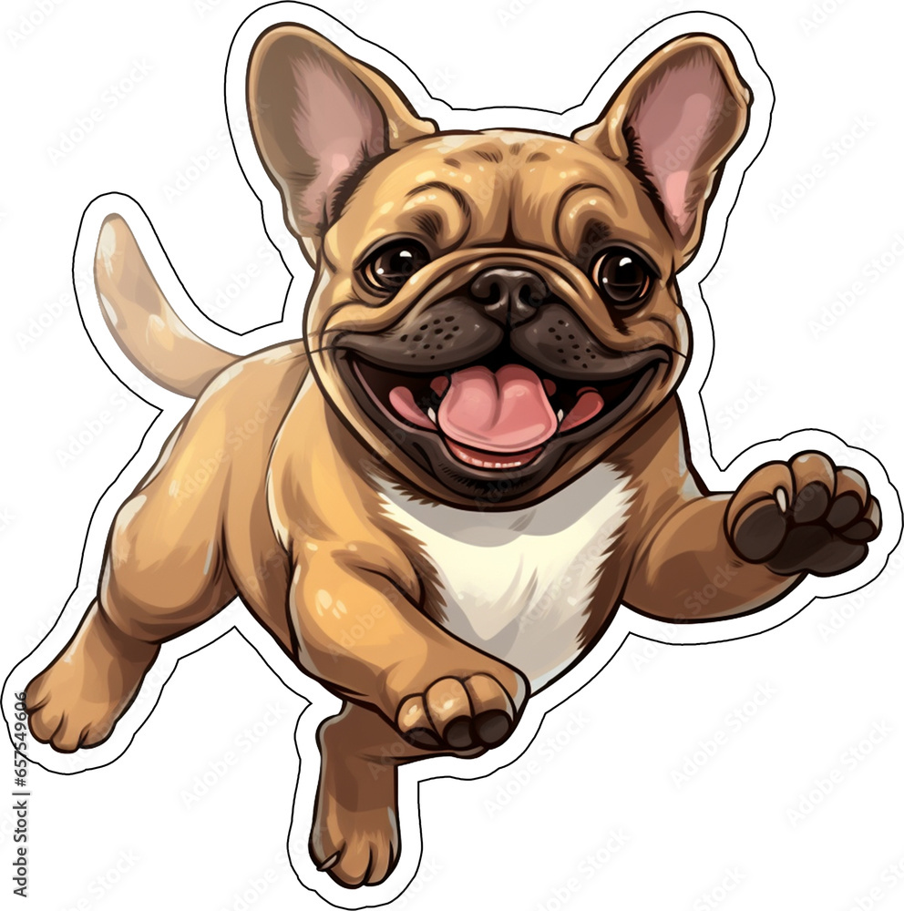 Brown French Bulldog Sticker with cut lines