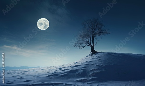 winter landscape with full moon. © Ilona
