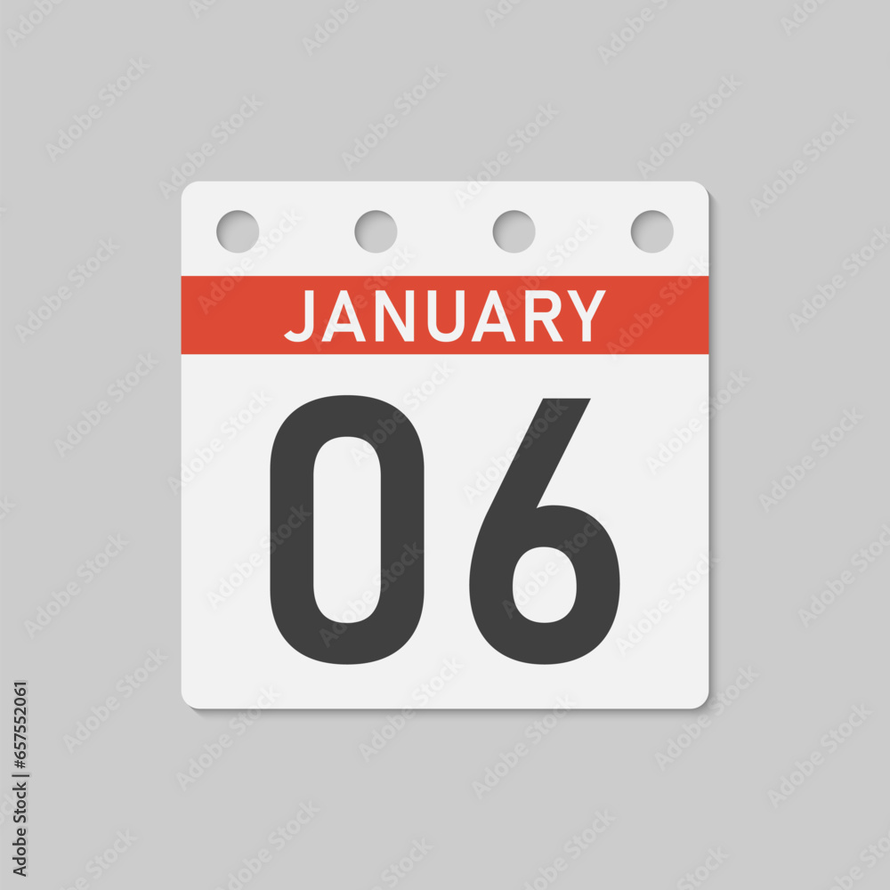 Fototapeta premium Icon page calendar day - 6 January