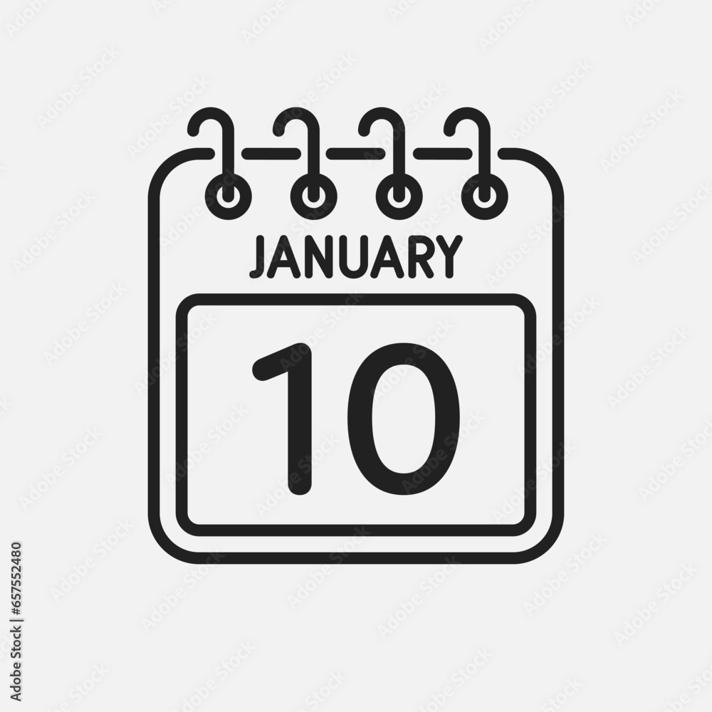 Icon page calendar day - 10 January Icon page calendar day - 10 January