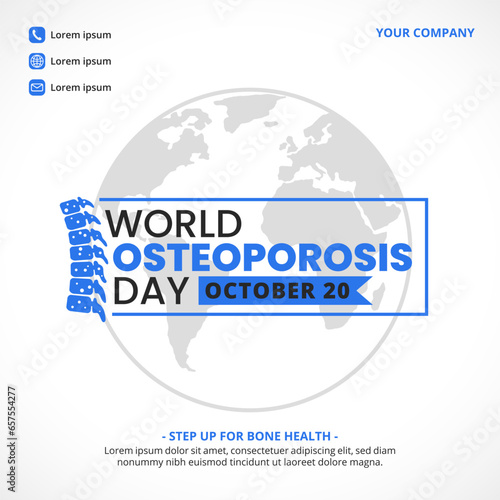 Square World Osteoporosis Day background with porous bones and world globe