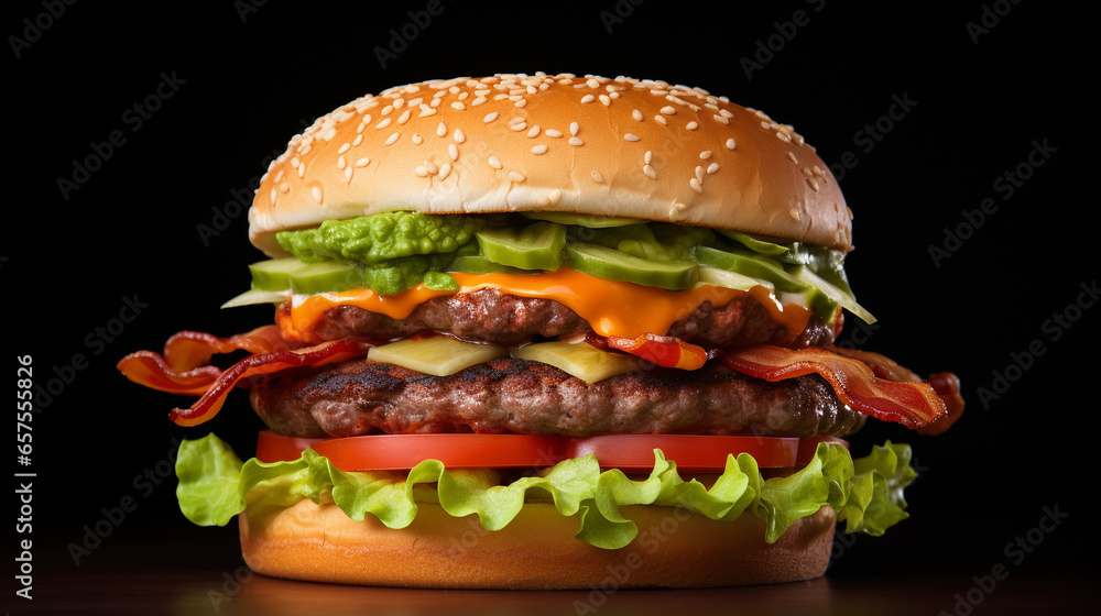 A Bacon Cheeseburger with Lettuce and Tomato – Culinary Comfort for Your Cravings A Bacon Cheeseburger with Lettuce and Tomato – Culinary Comfort for Your Cravings