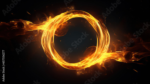 Abstract fire ring on a black background.