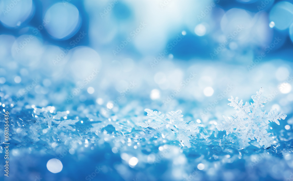 Cold winter background with snowflakes and soft bokeh light Cold winter background with snowflakes and soft bokeh light