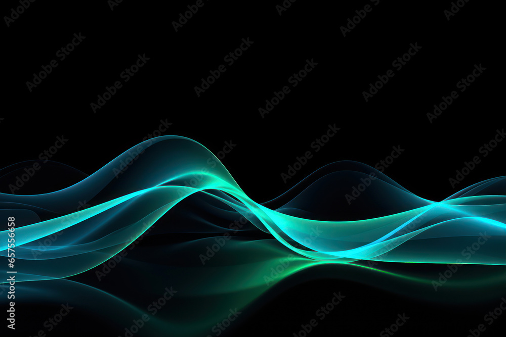 Energy Streams Abstract Ribbon Wave Swirl Colorful Blue Green Curve on Black Background Energy Streams Abstract Ribbon Wave Swirl Colorful Blue Green Curve on Black Background