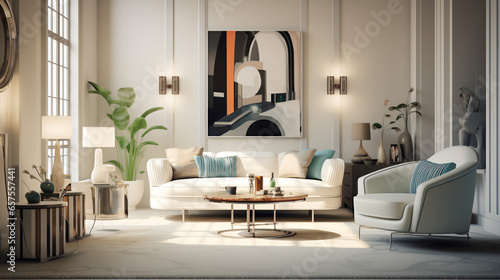 Modern bright living room luxury retro luxury style