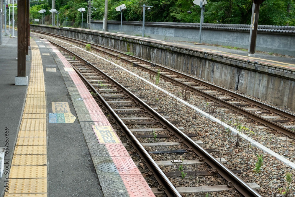 railroad tracks in Fukuoka, Japan