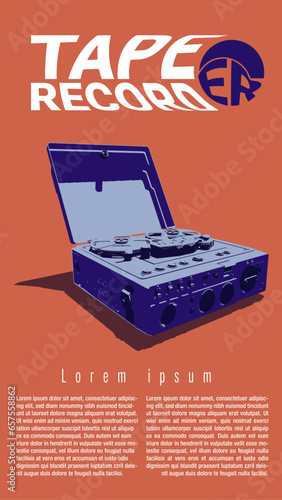 Tape recorder vintage poster template