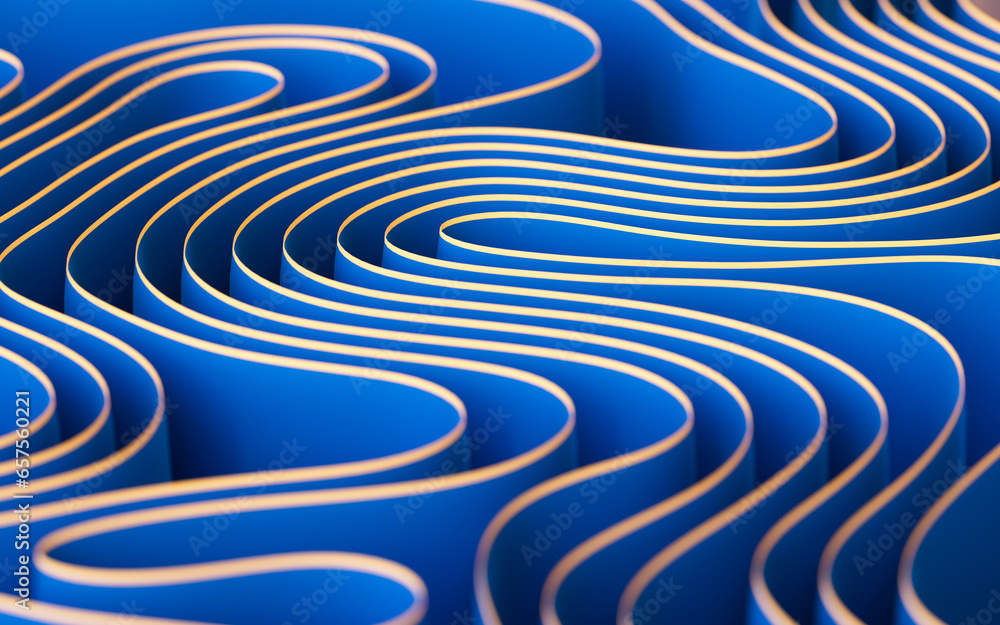 Abstract flowing curves, folded ribbons, fashion wallpaper with wavy layers. Abstract flowing curves, folded ribbons, fashion wallpaper with wavy layers.