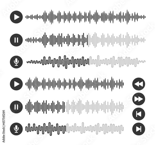 Podcast sound wave music player vector design fit for voice message interface, mobile phone audio chat template