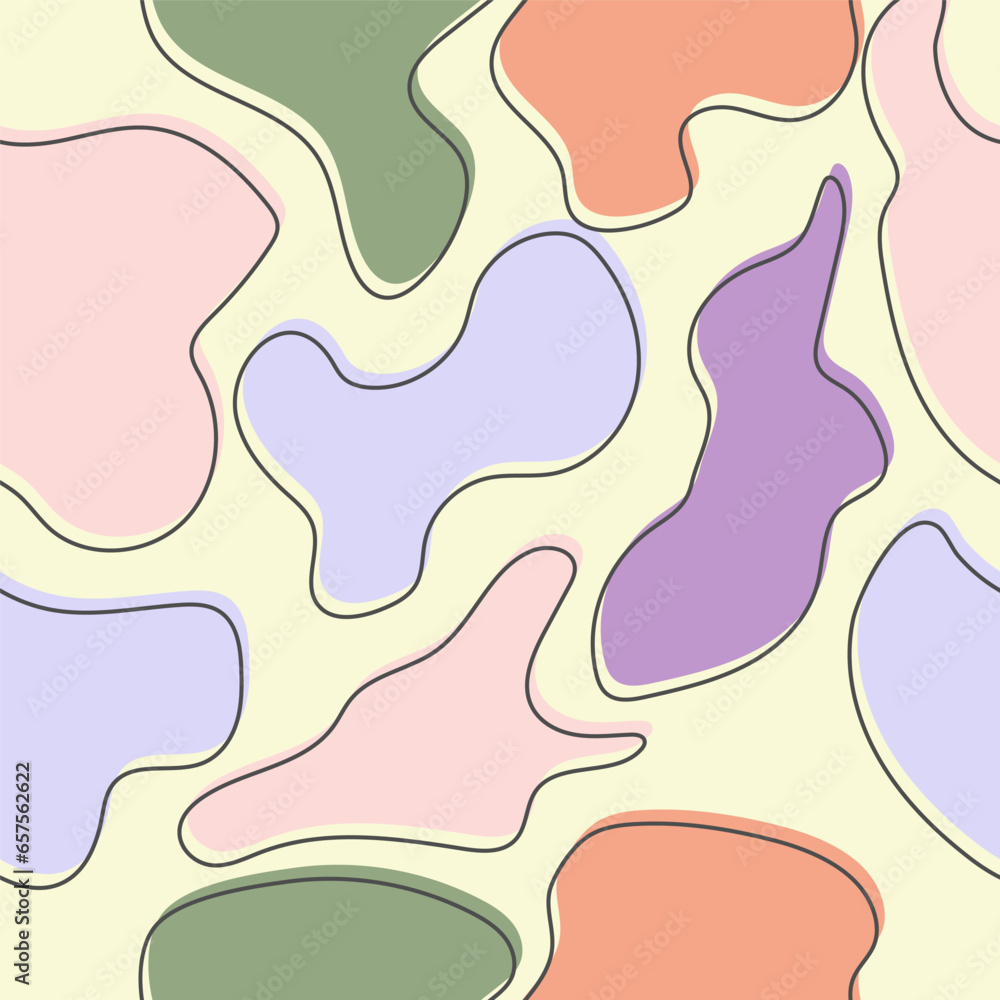 Vector color seamless pattern. Abstract shapes, random colors.