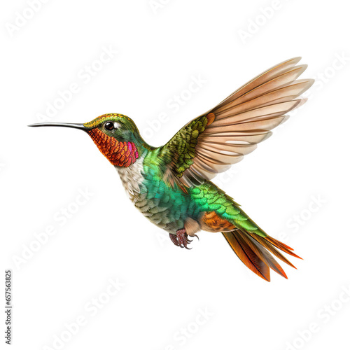 Rufous-tailed Hummingbird isolated on transparent backgound